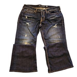 Guess Mens 36x30 Distressed Blue Jeans
